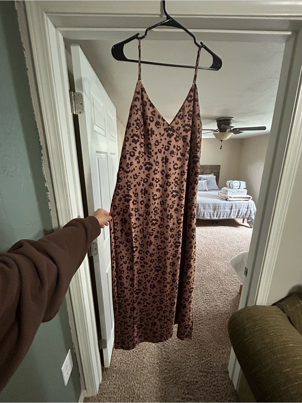 a new day Brown Leopard Satin Slip Chemise